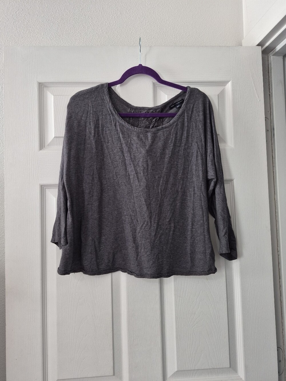 American Eagle Outfitters Gray Scoop Neck Long Sleeve Top